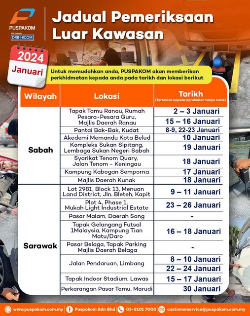 Jadual Puspakom Sabah Sarawak