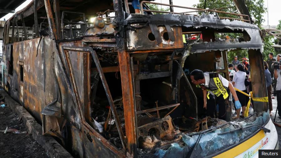 Bus Burned In Thailand 2